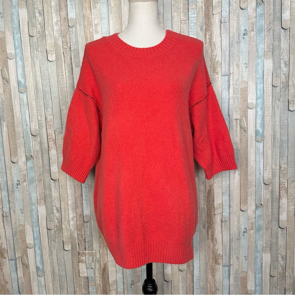 Anthropologie XS Moth Red Cozy Dempsey Pullover Tunic Sweater Top Wool Knit $128